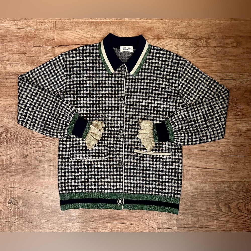 Stylish Black and Green Women's Cardigan